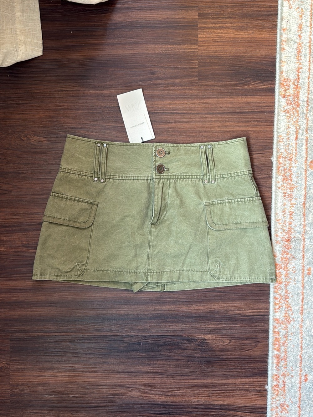 Zara Green Cargo Mini Skort